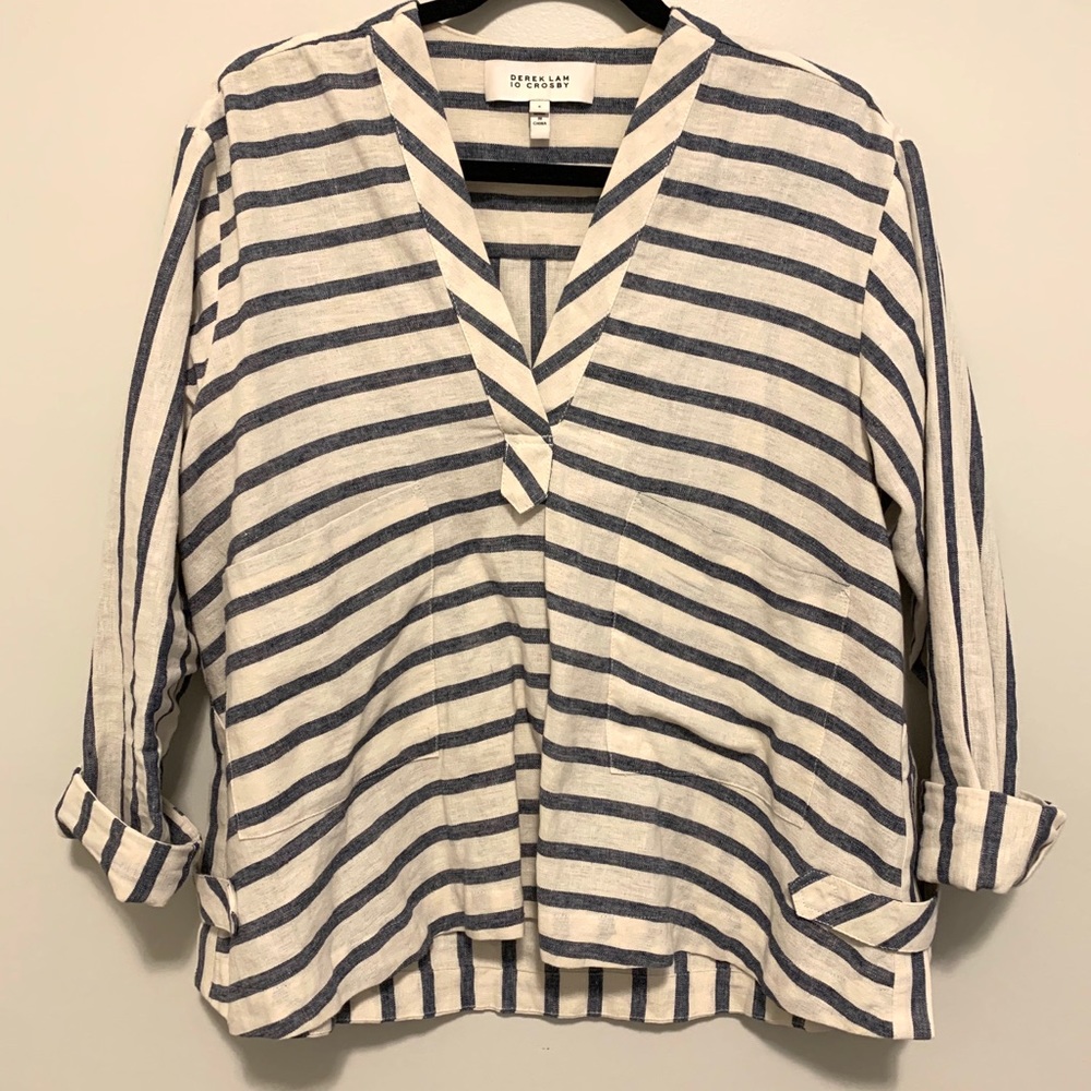10 Crosby Derek Lam Striped Tunic - Navy and White